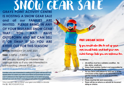 Snow Gear Sale Thursday 24 June 2021